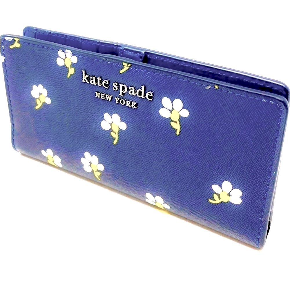 Kate Spade Cameron Daisy Toss Large Slim Bifold Wallet
